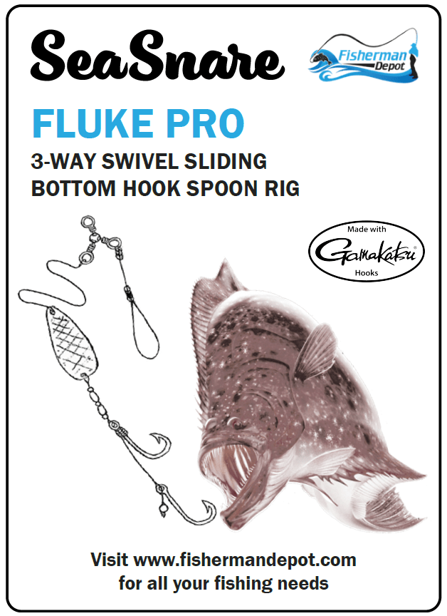 SeaSnare Fluke Pro - Original 3-Way Swivel Sliding Bottom Hook Spoon Rig Glow / Pink Teaser / 6/0