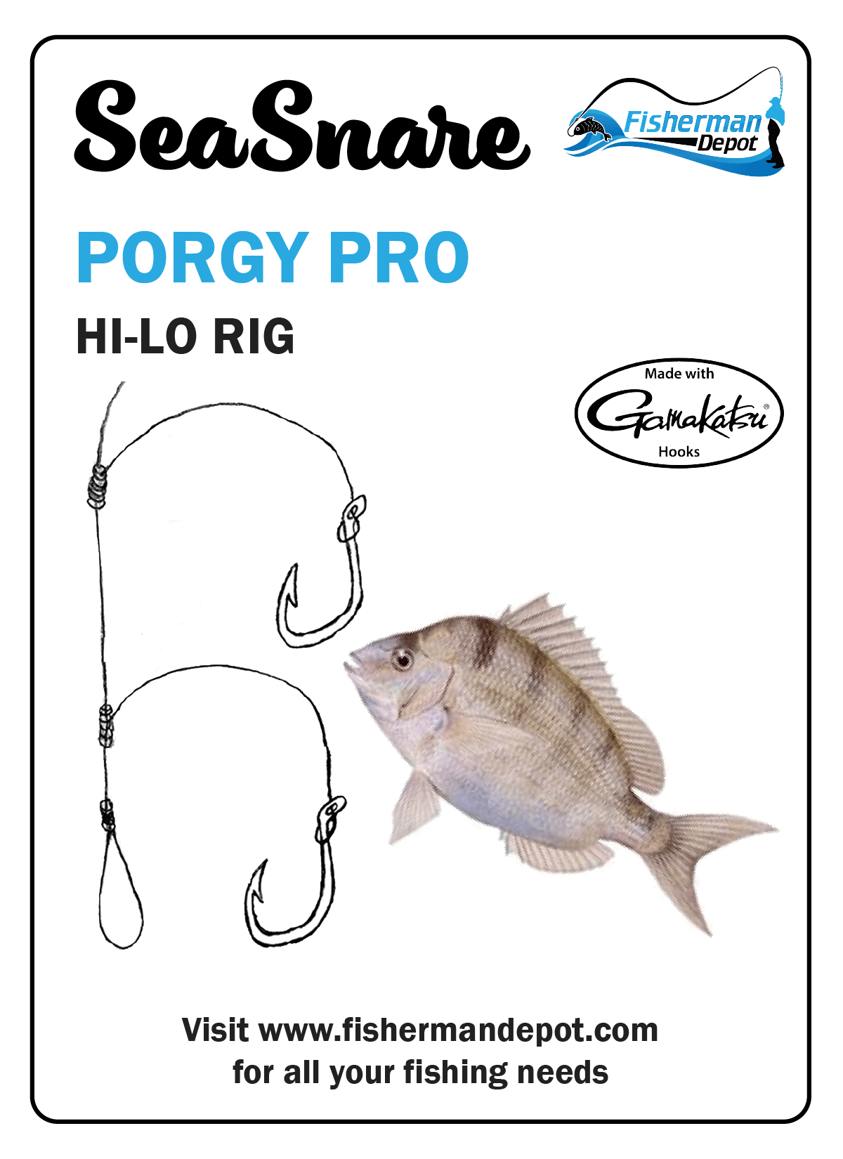 SeaSnare - Porgy Pro Hi-Lo Rig 6 / Pack / Gamakatsu / 2/0 Hook