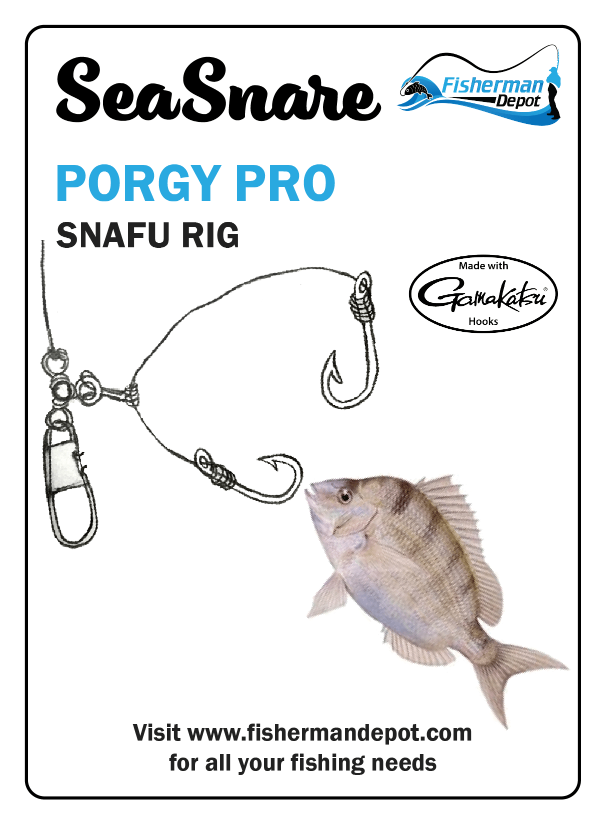 SeaSnare - Porgy Pro Snafu Rig 3/Pack / Gamakatsu / 2/0 Hook