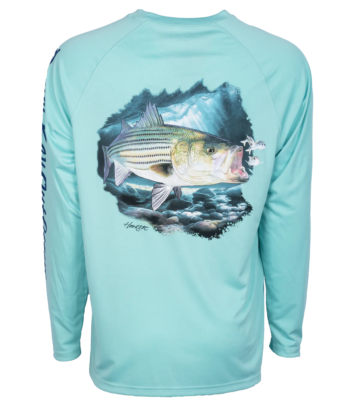 Bimini Bay Hook M, Mens Long Sleeve Shirt -Striped Bass 2 Glacier