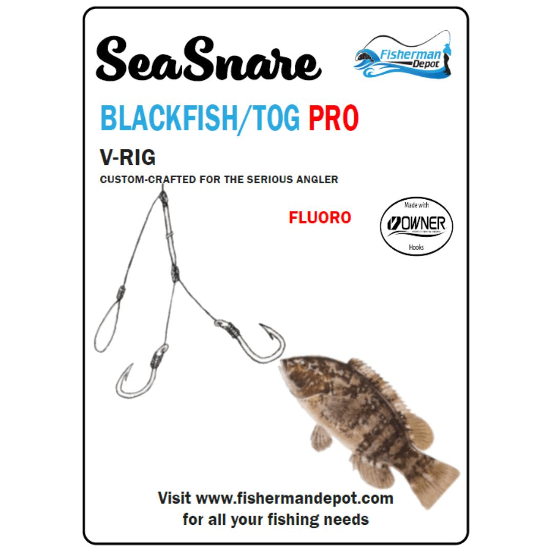 black fish hooks SeaSnare Tog Pro - Professional Blackfish / Tog V Rig Abu Garcia Catfish Fishing Cleat fishing rod holder bend eye is perfect Color:Misty River
