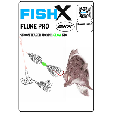 FishX -Fluke Pro -  Spoon Teaser Jigging Glow Rig - BKK Hooks