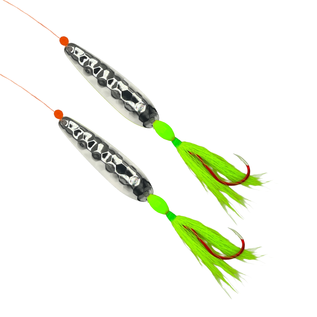 FIshX - Fluke Pro Hi-Lo Double Spoon Teaser Glow Rig - BKK Hooks
