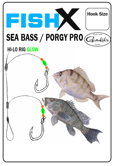 FishX Sea Bass / Porgy Pro Hi-Lo Glow Beads Rig