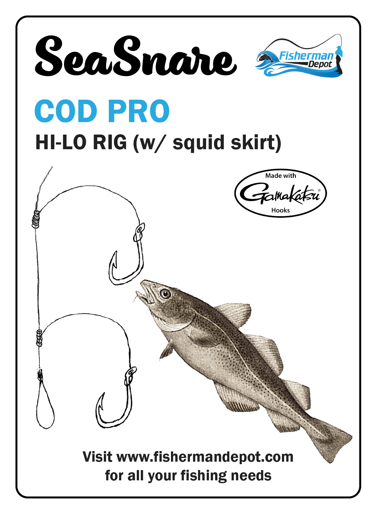 SeaSnare Cod Pro - Squid Skirt Hi-Lo Rig