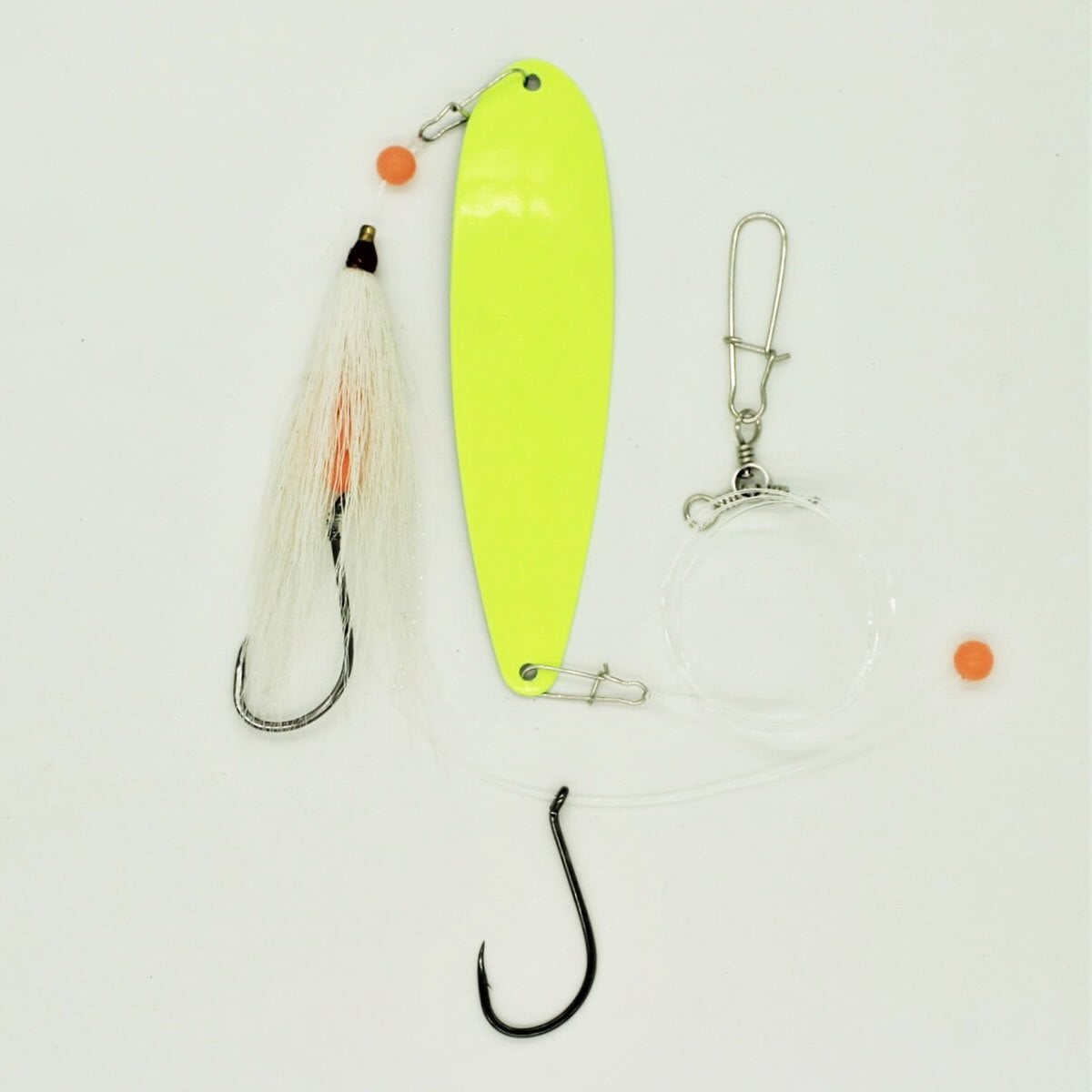 SeaSnare Fluke Pro - Original 3-Way Swivel Sliding Bottom Hook Spoon Rig Pink Glow / Chartreuse Teaser / 5/0