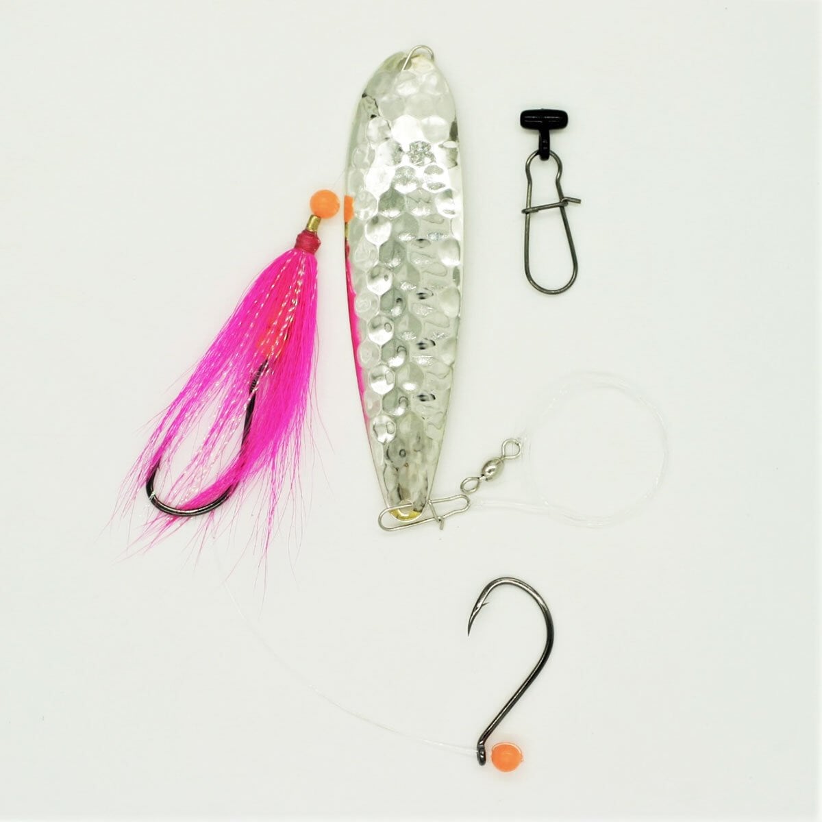 SeaSnare - Fluke Pro - Original Fish Finder Sliding Bottom Hook Spoon Rig Nantucket Series Chrome / Pink Teaser / 5/0