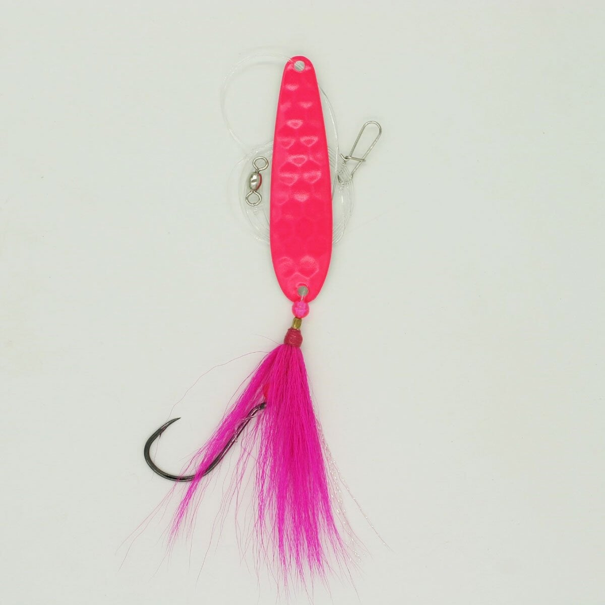 SeaSnare - Fluke Pro - Spoon Teaser Jigging Rig 6/0 / Pink Glow / Pink Teaser