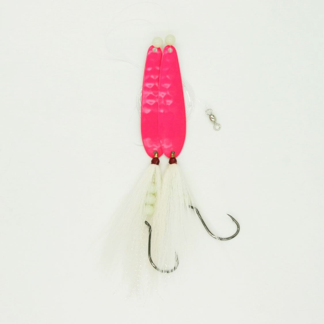 SeaSnare Fluke Pro - Original Hi-Lo Double Spoon Teaser Rig Nantucket Series Pink Glow / White Teaser / 6/0