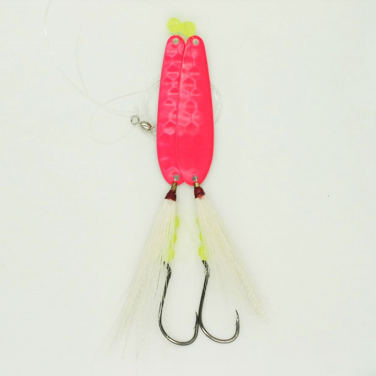 SeaSnare - Fluke Pro - Original Fish Finder Sliding Bottom Hook Spoon Rig Nantucket Series Glow / Chartreuse Teaser / 6/0
