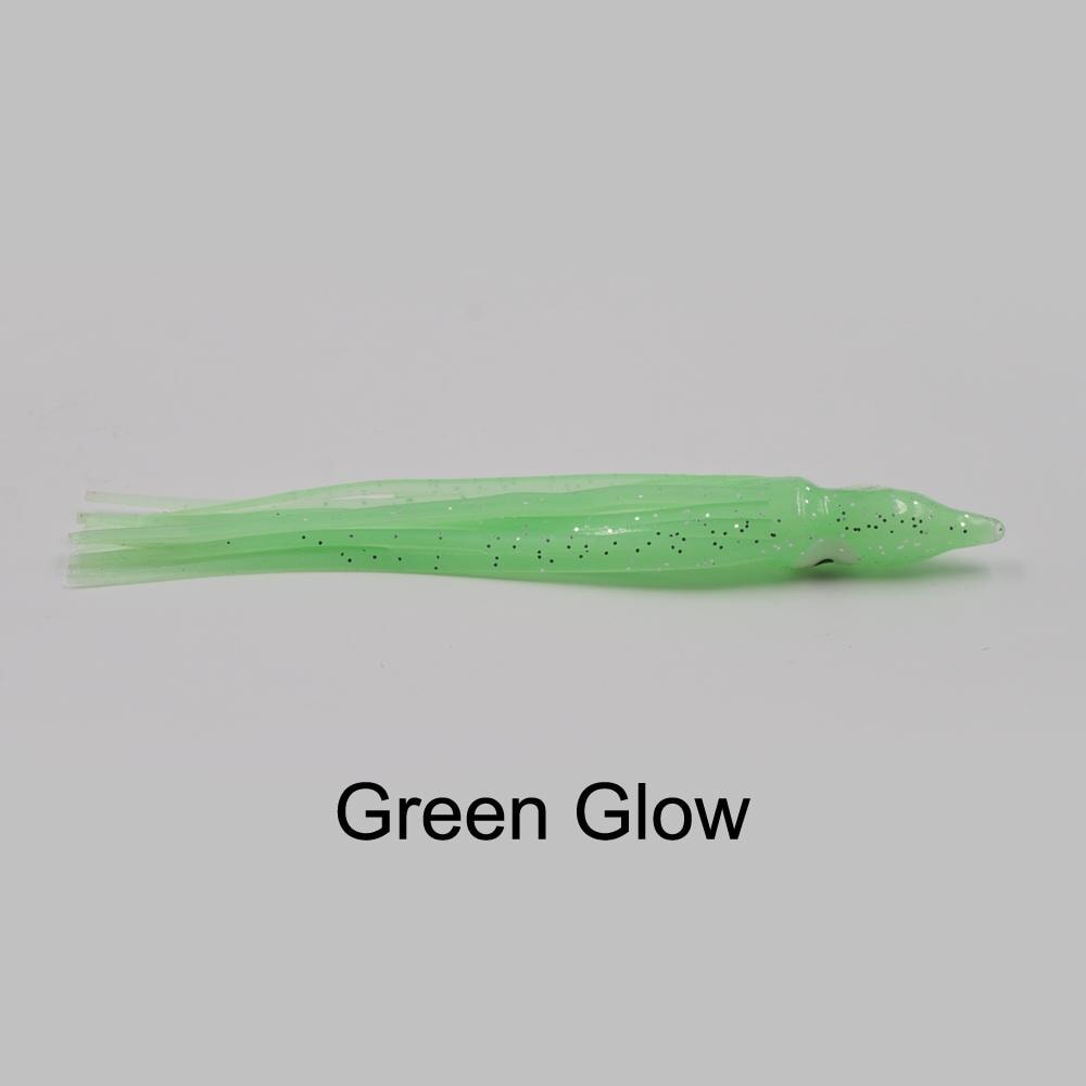 Run Off Super Glow Squid Skirts - 6, 12, 18 PC Packages - 3 & 4.5 Length Green Glow / 6 Pieces / 4.5