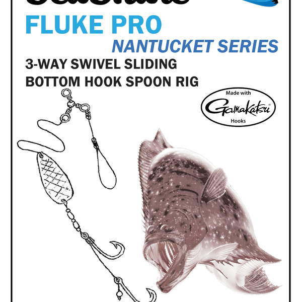 SeaSnare Fluke Pro - Original 3-Way Swivel Sliding Bottom Hook Spoon Rig Nantucket Series 5/0 / Chrome / White Teaser